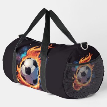Flying Soccer Ball With Flames.  Duffle Bag by stylishdesign1 at Zazzle