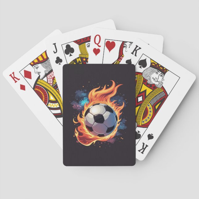 Flying soccer ball with flames.  poker cards (Back)