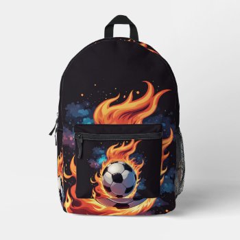 Flying Soccer Ball With Flames.  Printed Backpack by stylishdesign1 at Zazzle