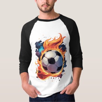 Flying Soccer Ball With Flames.  T-shirt by stylishdesign1 at Zazzle