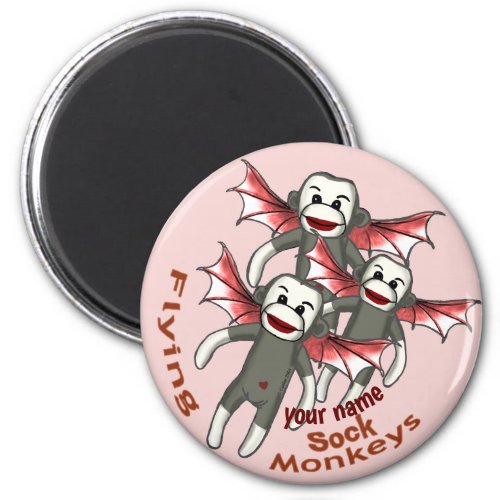 Flying Sock Monkeys custom name Magnet