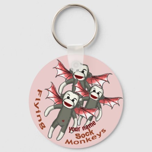 Flying Sock Monkeys  Keychain