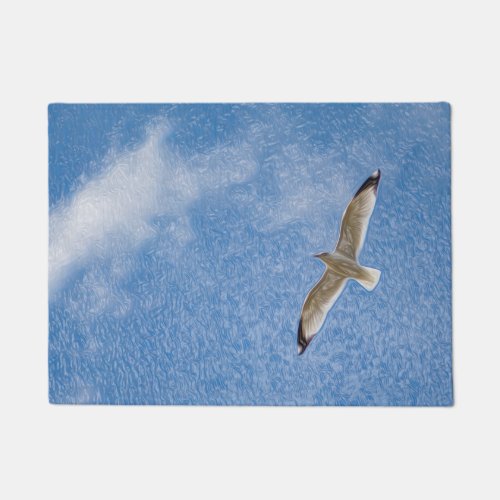 Flying Solo Seagull in the Sky Doormat