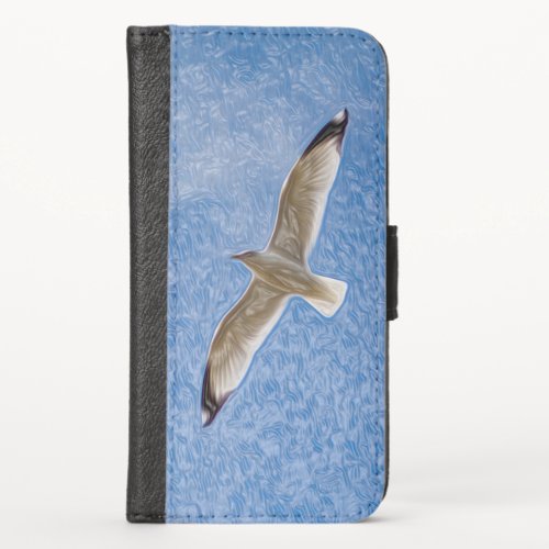 Flying Solo Seagull in the Sky iPhone X Wallet Case