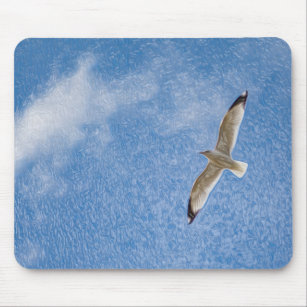Flying Solo Seagull in the Sky Mouse Pad