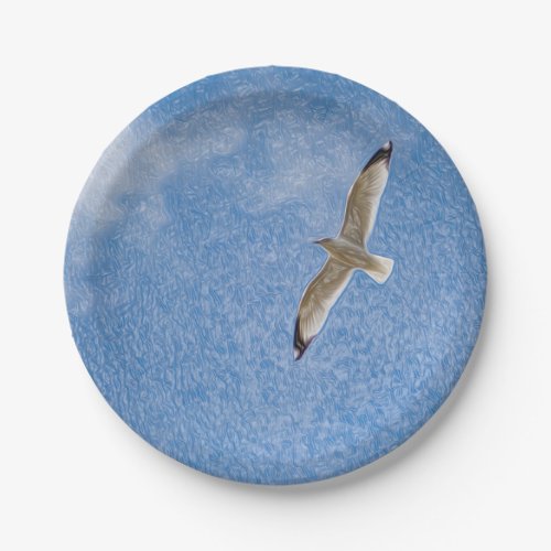 Flying Solo Seagull in the Sky Paper Plates