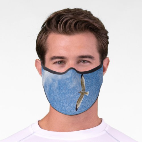 Flying Solo Seagull in the Sky Premium Face Mask