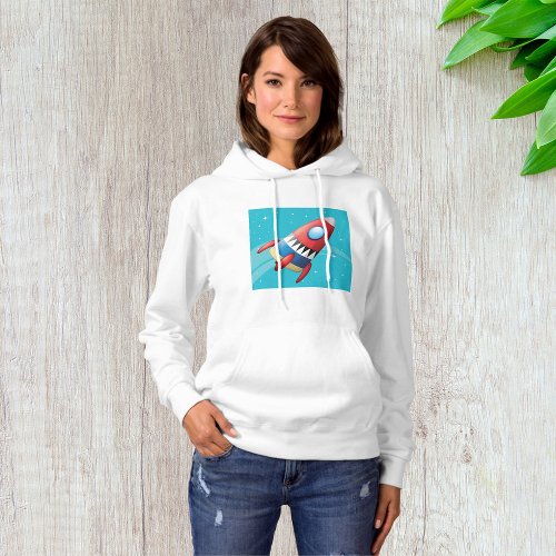 Flying Spaceship Womens Hoodie