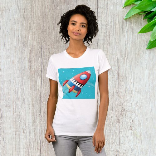 Flying Spaceship Womens T_Shirt