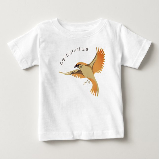 Flying Sparrow Cool Modern Bird Unisex Cute Custom Baby T-Shirt (Front)