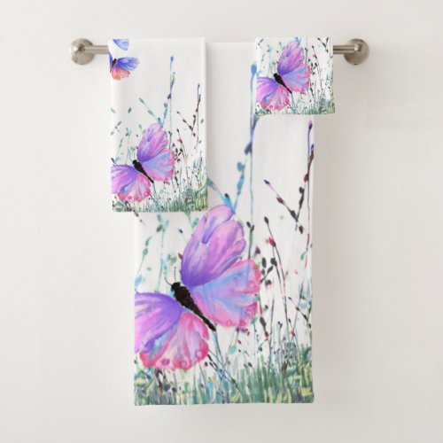 Flying Spring Butterflies Bath Towel Set