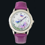 Flying Spring Colorful Butterflies Watch<br><div class="desc">Watches with Spring Joy Colorful Butterflies Flying in Nature Watercolor Painting Butterfly and Flowers - or Choose / Add Your Favorite Text / Color - Make Your Unique Watch Gift - Resize and move or remove and add elements with customization tool ! - Drawing and Design by MIGNED. You can...</div>