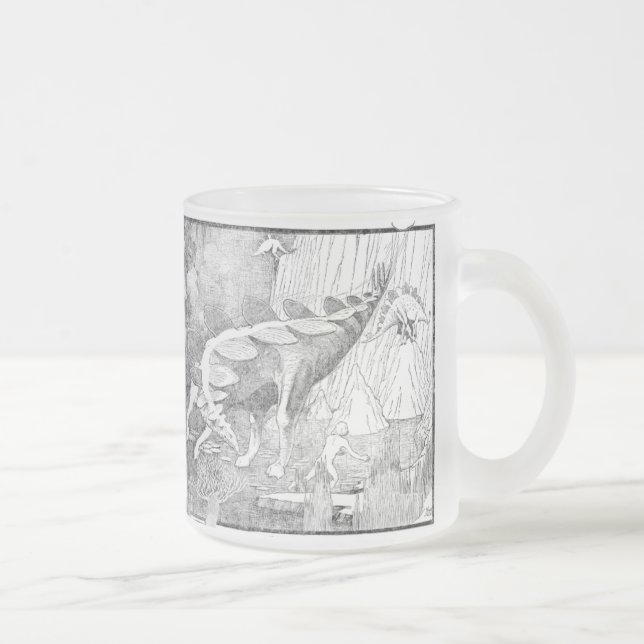 Flying Stegoasaurs Frosted Glass Coffee Mug (Right)