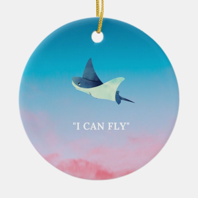 Flying Stingray Ceramic Ornament (Front)