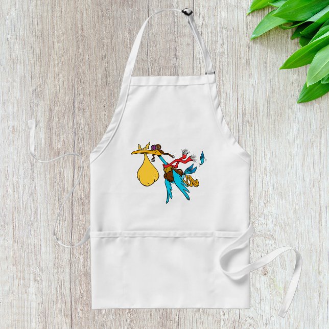 Flying Stork Cartoon with Goggles and Baby Bundle  Adult Apron (Creator Uploaded)