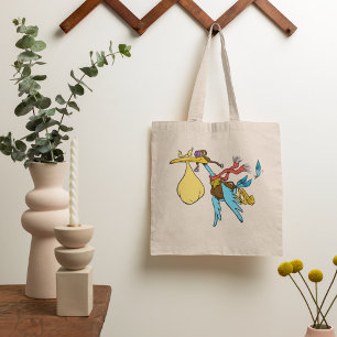 Flying Stork Cartoon with Goggles and Baby Bundle  Tote Bag