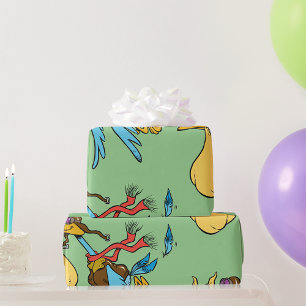 Flying Stork Cartoon with Goggles and Baby Bundle Wrapping Paper