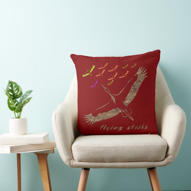 flying stork throw pillow (Chair)