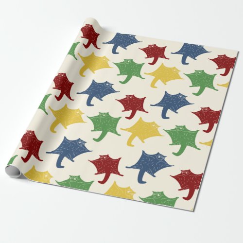 Flying Sugar Gliders Primary Colors Patterned Wrapping Paper
