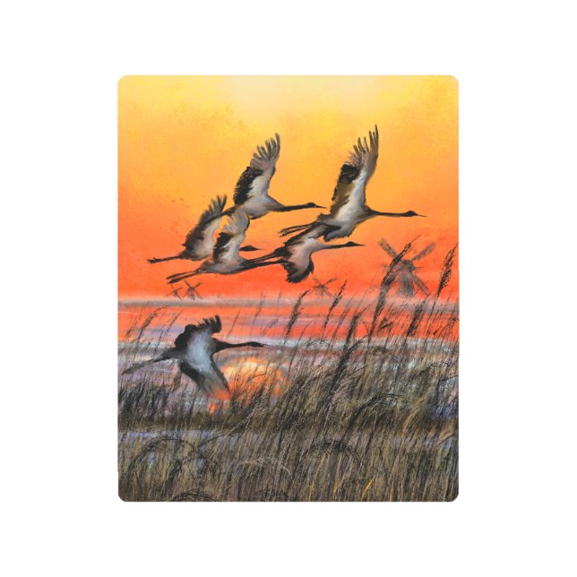 Flying Sunset Bird Metal Print (Front)