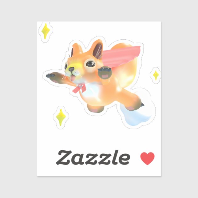 Flying super-squirrel and stars sticker (Sheet)