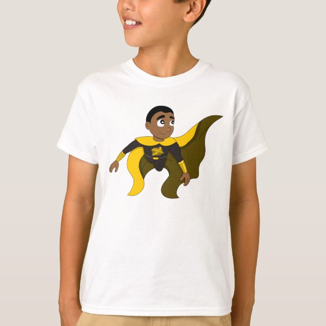 Flying superhero boy cartoon T-Shirt (Front)