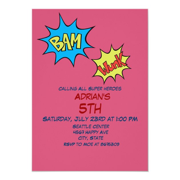 Flying Superhero Child Custom Birthday Invitation