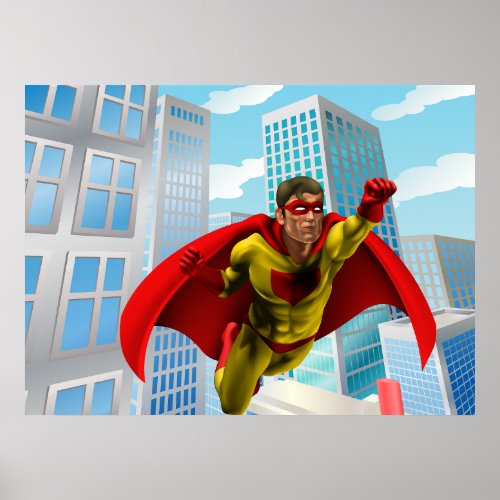 Flying Superhero Poster