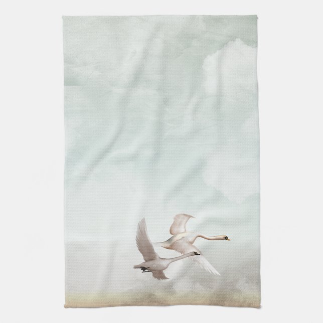 Flying Swans Kitchen Towel (Vertical)