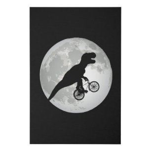 FLYING T-REX CYCLIST FAUX CANVAS PRINT