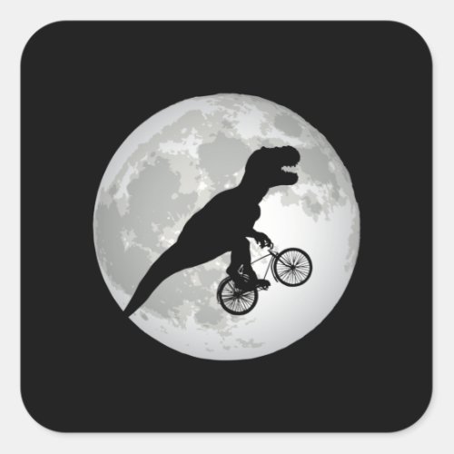 FLYING T_REX CYCLIST SQUARE STICKER