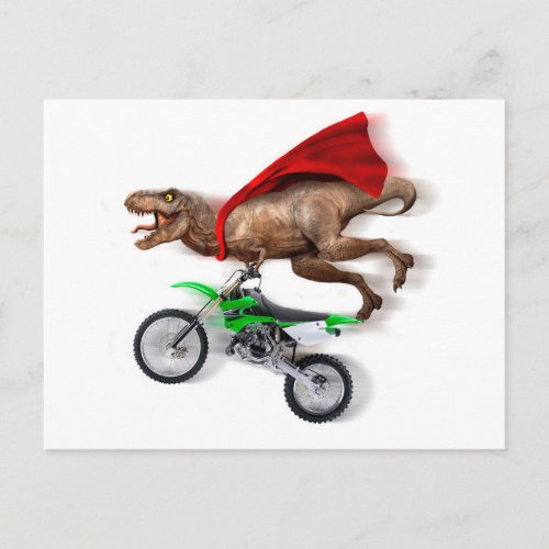Flying t rex  _ t rex motorcycle _ t rex ride postcard