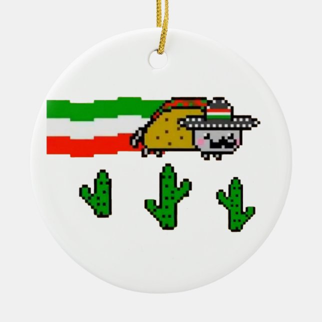 Flying Taco Cat Ceramic Ornament (Front)