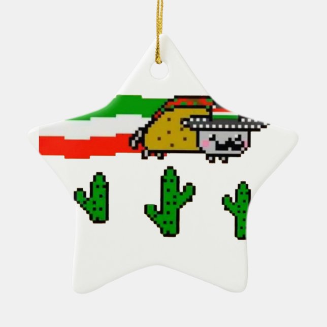 Flying Taco Cat Ceramic Ornament (Front)