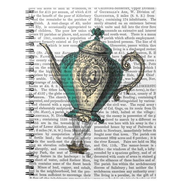 Flying Teapot 1 Green and Yellow Notebook (Front)