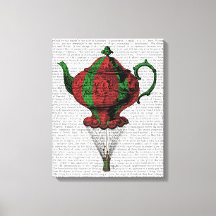 Flying Teapot 2 Red and Green 3 Canvas Print