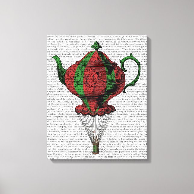 Flying Teapot 2 Red and Green 3 Canvas Print (Front)