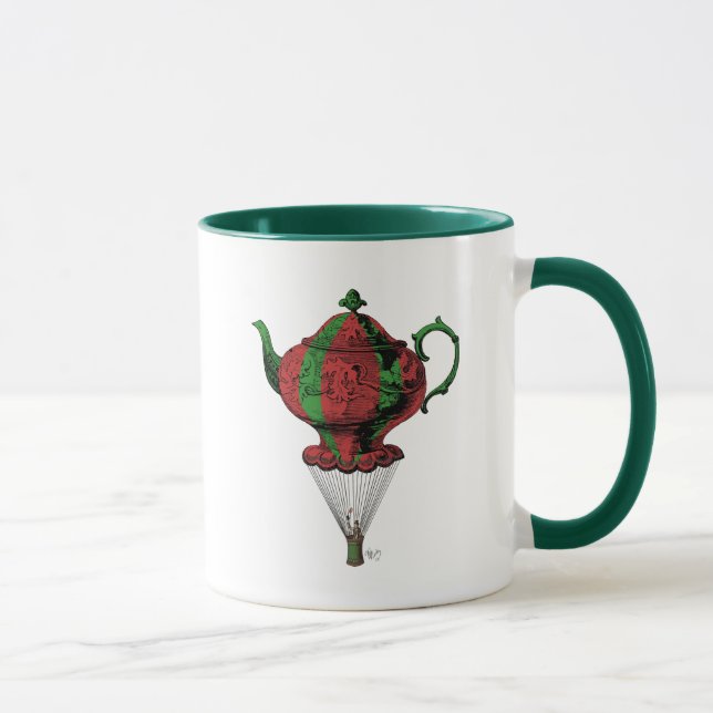 Flying Teapot 2 Red and Green Mug (Right)