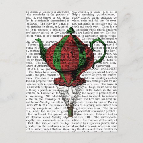 Flying Teapot 2 Red and Green Postcard