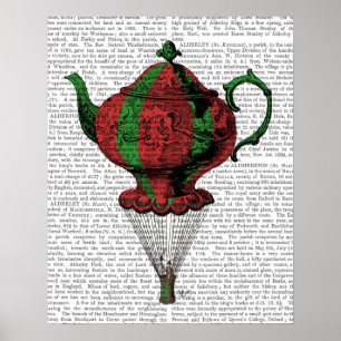 Flying Teapot 2 Red and Green Poster