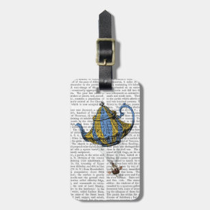 Flying Teapot 3 Blue and Yellow Luggage Tag