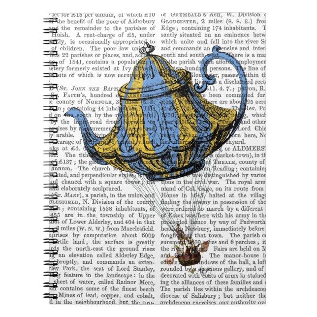 Flying Teapot 3 Blue and Yellow Notebook (Front)