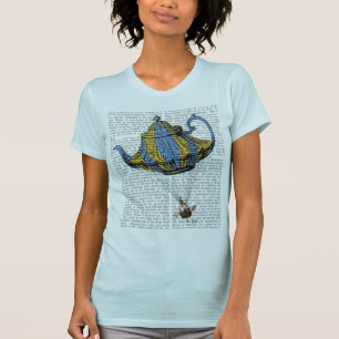 Flying Teapot 3 Blue and Yellow T-Shirt