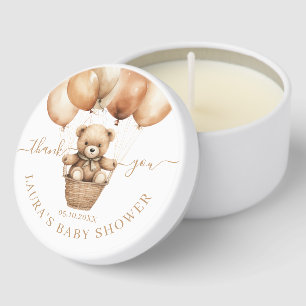 Flying Teddy Bear Baby Shower Thank You Mini Candle Favors
