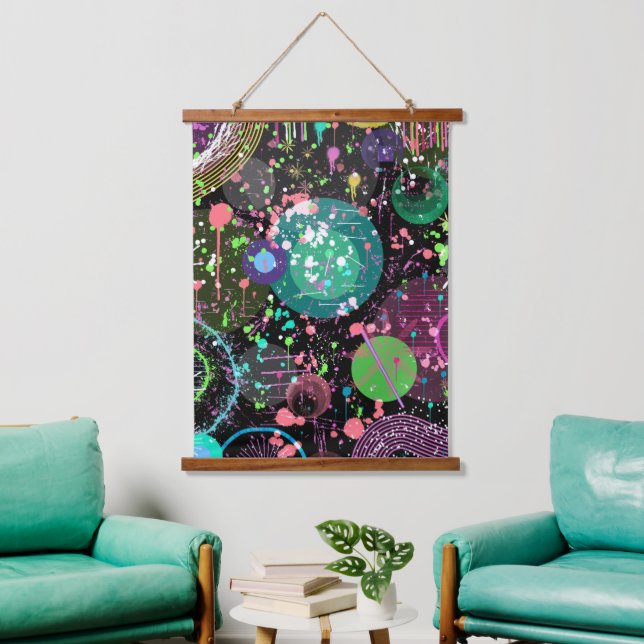 Flying Through Space: A Maximalist Abstract  Hanging Tapestry (Living Room)