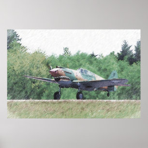 Flying Tiger - P-40 Drawing Poster