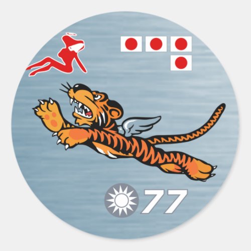 Flying Tigers WWII Nose Art Classic Round Sticker