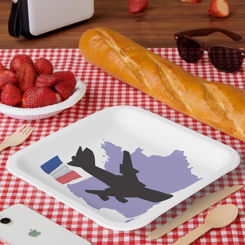 Flying To France Paper Plates