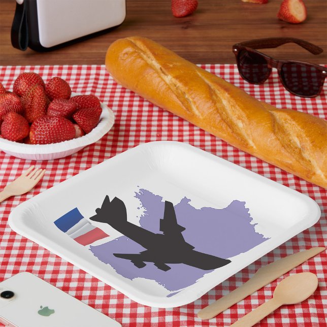 Flying To France Paper Plates (Creator Uploaded)