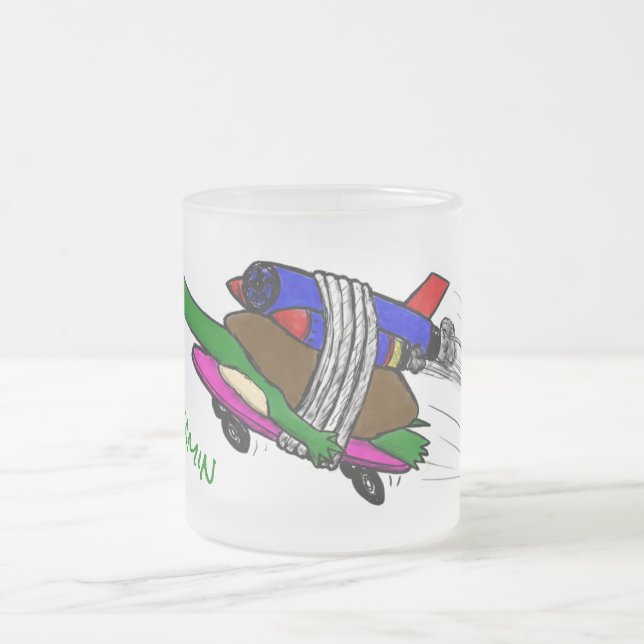 Flying tortoise frosted glass coffee mug (Center)